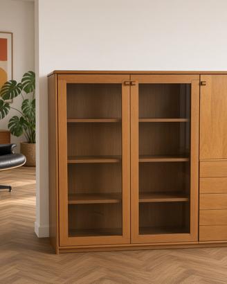 Credenza vetrina vintage anni ’80 in legno