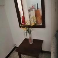 tavolino con specchio, in arte povera in legno 