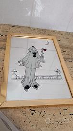 Specchio pierrot con luna vintage anni 80