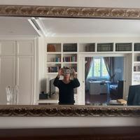 Specchiera grande cornice lavorata dorata argentat