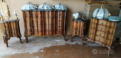 Comò con Comodini,Finta Cassettiera Legno Massello