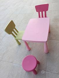 Set Tavolo  2 sedie  sgabello IKEA MAMMUT +omaggio