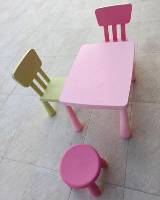 Set Tavolo  2 sedie  sgabello IKEA MAMMUT +omaggio