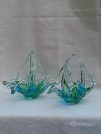 Coppia cestini vintage anni 60' vetro di Murano. 