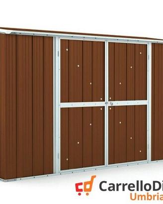 Casetta in lamiera esterno 307x100cm legno scuro