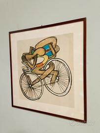 litografia ciclista stilizzato 