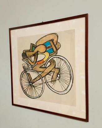 litografia ciclista stilizzato 
