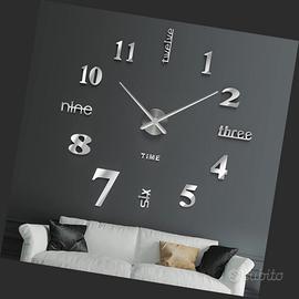 Orologio Parete Adesivo 3D - Design Moderno Nero