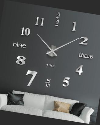 Orologio Parete Adesivo 3D - Design Moderno Nero
