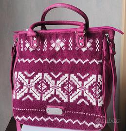 Borsa donna Fergi, rosa prugna in lana a tracolla