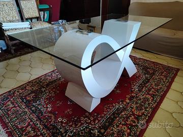 Set Tavolo da Pranzo in Vetro con 5 sedie Ecopelle
