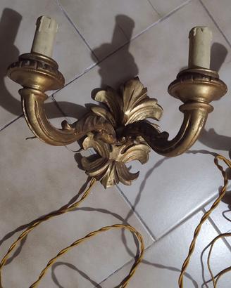 Coppia Applique da parete epoca Liberty in legno