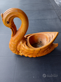 Cigno in legno porta vasetto