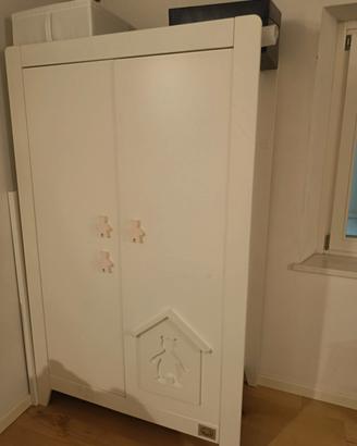 armadio per bambini bianco + 2 aste appendiabiti 