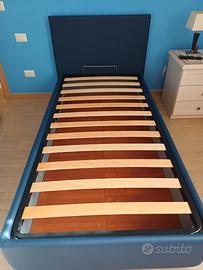 Letto singolo con cassettone blu 200x100