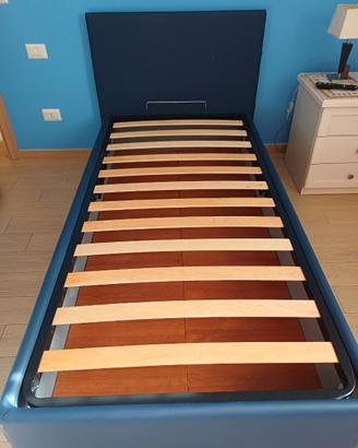 Letto singolo con cassettone blu 200x100