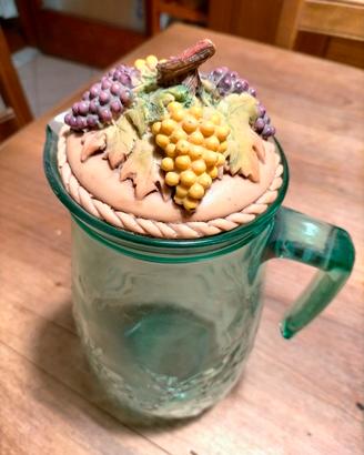 Caraffa vintage in vetro con tappo.