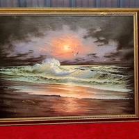 Quadro tramonto "notturno" g. Cousteau 77,4x57,2cm