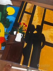 Quadro dipinto a mano – Coppia in controluce