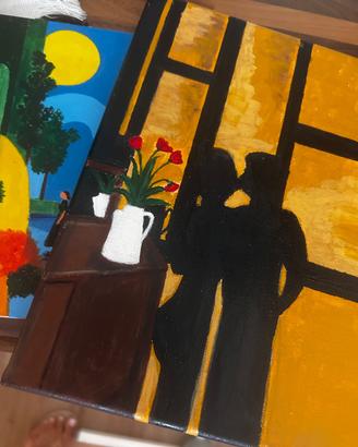 Quadro dipinto a mano – Coppia in controluce