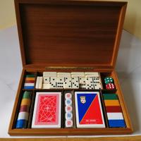 Cassetta legno CARTE DOMINO FICHES DADI DAL NEGRO