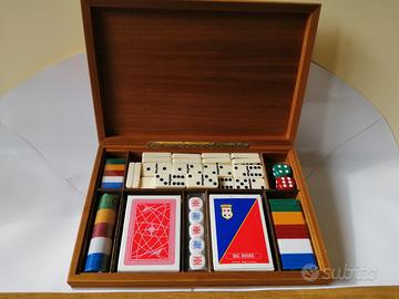 Cassetta legno CARTE DOMINO FICHES DADI DAL NEGRO