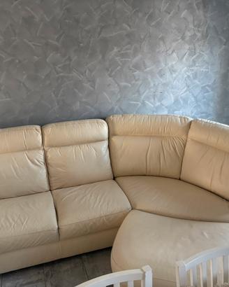 Divano angolare in vera pelle Doimo Sofas con pouf