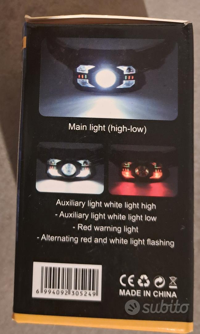 Lampada frontale ricaricabile USB 5 LED 14 modalà Sensore di movimento regolabile Faro da corsa Champing Lampada da testa da pesca Torcia frontale  39