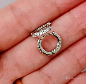 orecchini argento sterling 925 pavé 1cm