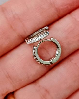 orecchini argento sterling 925 pavé 1cm