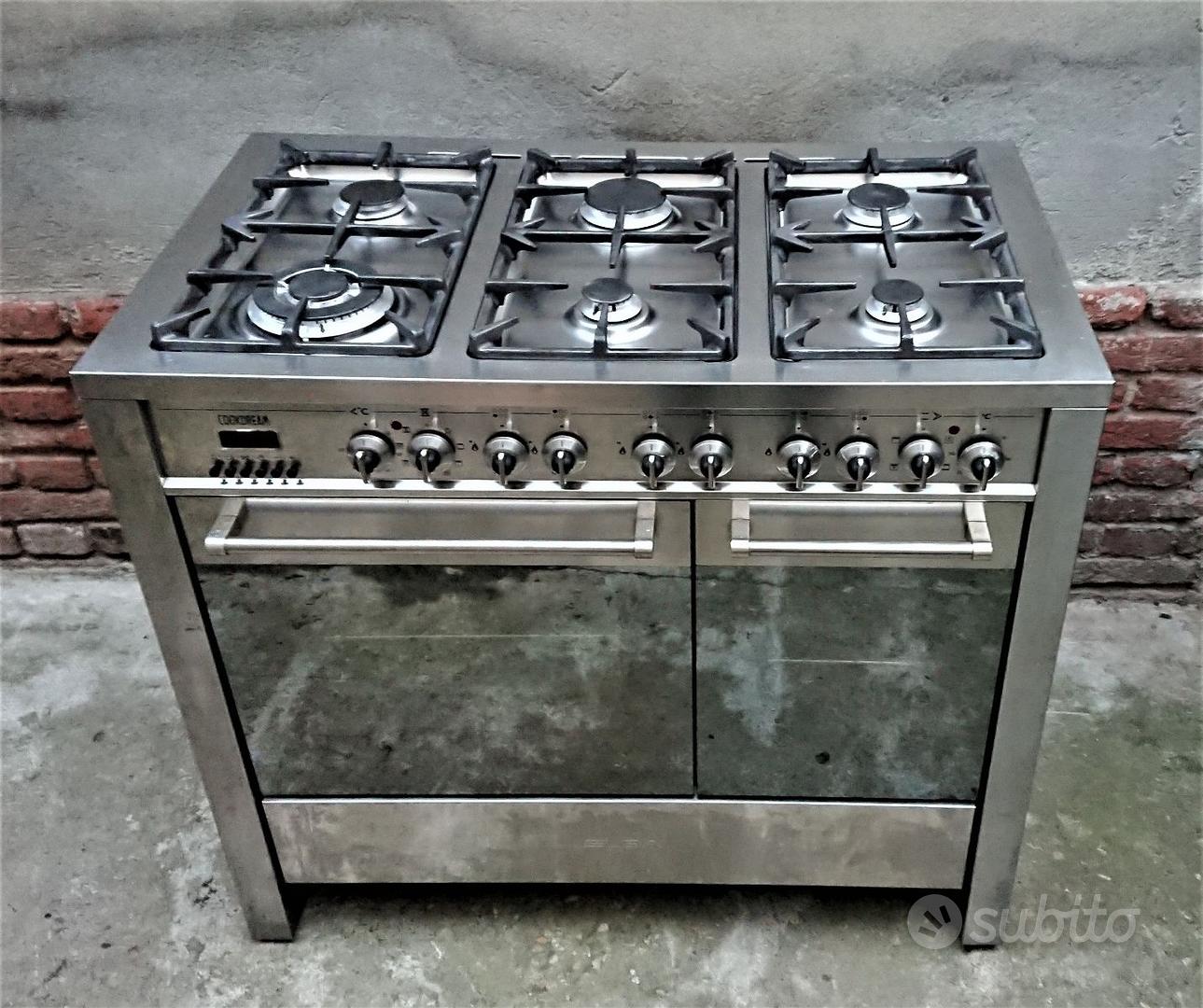 Cucina GAS ELBA Inox 6 Fuochi e 2 Forni 100cm - Elettrodomestici In vendita  a Asti