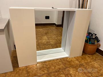 Mobile bagno 2 ante con specchio, bianco lucido