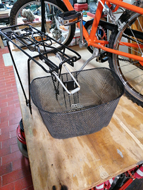 Portapacchi + cesto + cavalletto x bicicletta