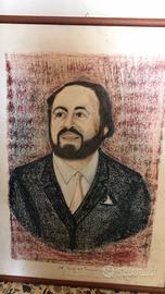 RITRATTO PAVAROTTI + AUTOGRAFO ORIGINALE
