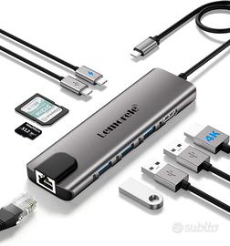 Lemorele Hub USB-C 9 in 1 in Alluminio, HDMI,