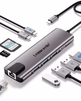 Lemorele Hub USB-C 9 in 1 in Alluminio, HDMI,