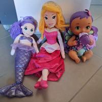 Lotto 3 bambole (Aurora, sirena e fatina)