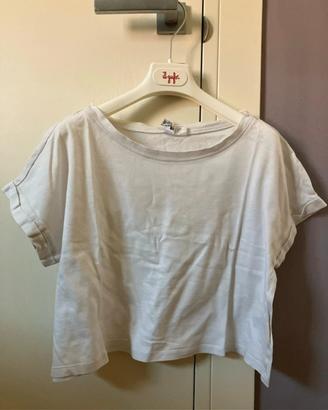 T-shirt bianca cropped H&M - Taglio boxy fit