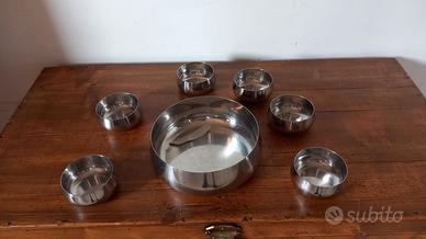 Gelatiera e 6 bicchieri in metallo