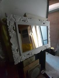 Specchio legno bianco shabby