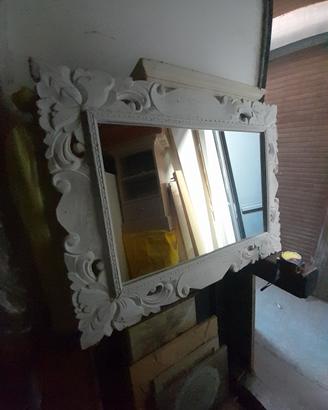 Specchio legno bianco shabby