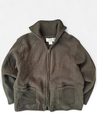 Cardigan Vintage Tally-Ho in pura lana Verde 