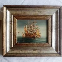 Coppia quadretti con cornice di vascelli