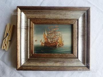 Coppia quadretti con cornice di vascelli