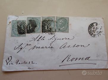 Busta 1874 per ROMA (Nob. Acton) - Striscia di 4 (