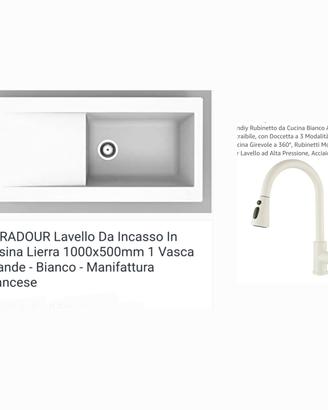 lavello cucina  con miscelatore 