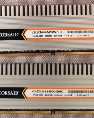 N.2 BANCHI RAM Corsair XMS2 CM2X2048-6400 4GB