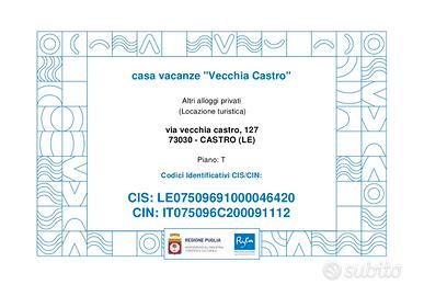 Castro: casa vacanze a 100m dal mare