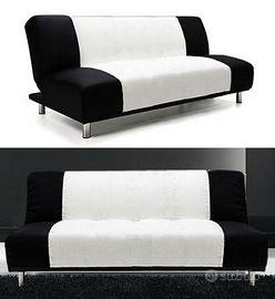 Divano letto 3 posti bianco nero bicolore NUOVO