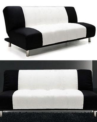 Divano letto 3 posti bianco nero bicolore NUOVO
